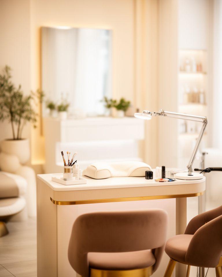 Helles Beauty-Studio in Zollikon mit stilvoller Wimpern-Behandlungsstation und ruhiger Empfangsatmosphäre