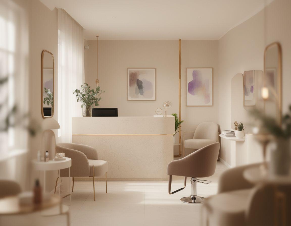 Beruhigendes Beratungszimmer in einem Zürcher Salon mit hellen Materialien und gepflegtem Empfangsbereich